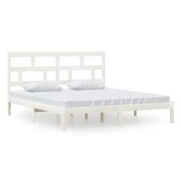 estructura de cama de madera maciza blanca 180x200 cm