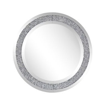 Espejo Colgante De Pared Plateado Redondo 70 Cm Estilo Moderno Glamour Erbray