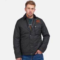 barbour international workers waxed cotton jacket - m
