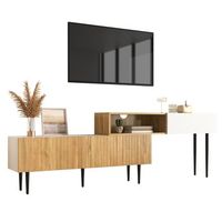 mueble de tv de longitud regulable - 2 piezas - aspecto madera - mueble de salon