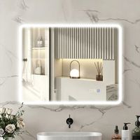espejo de bano de vidrio templado homcom 90x70 cm plata