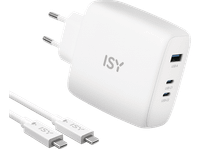 cargador para portatil - isy iac-5100-1 universal 100w cable 2m usb-a usb-c 3 puertos blanco