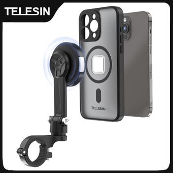 TELESIN-Soporte de teléfono para bicicleta y motocicleta, funda con absorción de impacto, rotación de 360 °, para Iphone 15pro 15promax