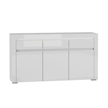 Bufé 3 puertas 3 cajones con led paneles laminados blanco