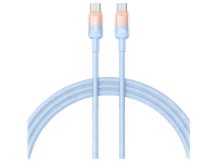 cable usb-c - baseus dura tipo-c a tipo-c 100 cm carga ultrarrapida proteccion inteligente sobrecargas alta resistencia 100w azul