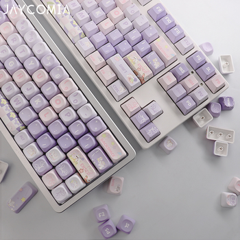 MOA/Cherry Profile Purple Rabbit PBT Keycaps, juego grande, Dye-Sub Alice ISO, teclas de diseño para teclado mecánico Wooting 75 Hi75