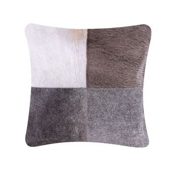 Cojín De Piel De Vaca Algodón Gris 45 X 45 Cm Patchwork Nelland