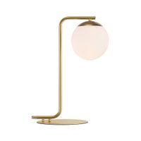 lampara de mesa dorado estilo nordico y bola de cristal blanco