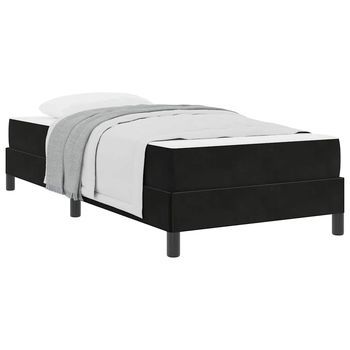Cama Box Spring Con Colchón Negro 80 X 200 Cm Terciopelo