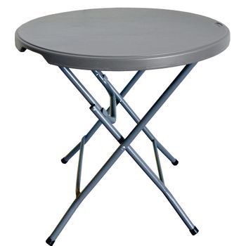 Mesa Plegable Baja Cocktail 80x74cm Eme Mobiliario Con Tablero Fabricado En Hdpe Y Estructura De Acero En Color Gris Oscuro.
