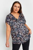 yours camiseta negra de flores espalda lisa mujer curvy y tallas grandes yours