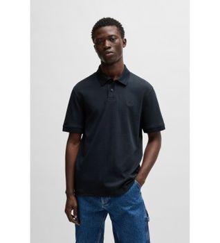 BOSS para hombre. 50520109 Polo Interlock marino (L), Casual, Algodón, Manga corta