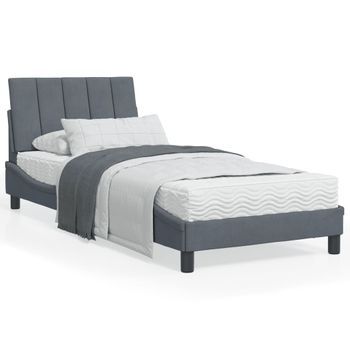 Cama Para Adulto | Cama Individual | Estructura De Cama Con Cabecero Terciopelo Gris Oscuro 80x200cm Cfw844360