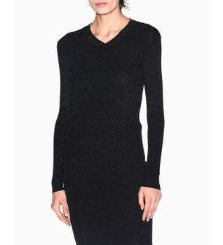 A|X Armani Exchange para mujer. XW001874AF11957MC005 Jersey Slim V (L), Negro, Casual, Clásico, Viscosa