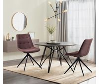 lote de 2 sillas de comedor merna tela marron 56x48x82 cm