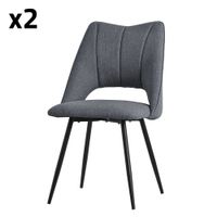 2 sillas de comedor gris poliester tapizado respaldo y patas de metal