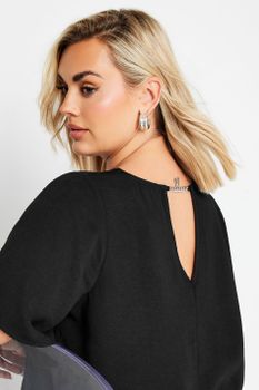 Yours Blusa Negra Con Cadena En Espalda, Mujer Curvy Y Tallas Grandes, Yours