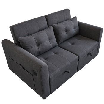 Sofá Convertible - Sofá Cama De 2 Plazas - Sofá Esquinero - 142x85x83cm - Gris