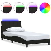estructura de cama sin colchon tela negro 100x200 cm
