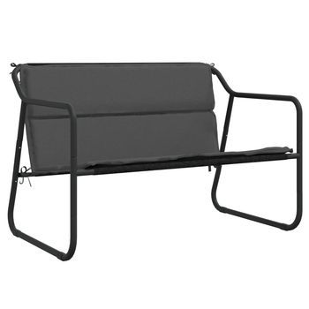 Banco De Jardín De 2 Plazas | Banco De Exterior | Silla De Jardín Acero Con Cojín Gris Antracita