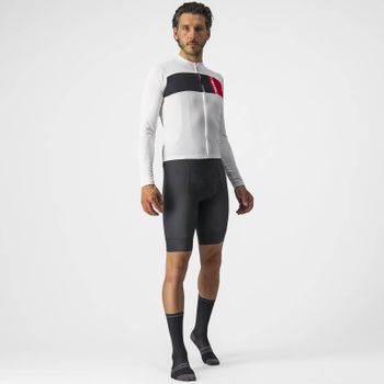 Castelli Prologo 7 Long Sleeve Jersey - M - Ivory/Light Black/Red