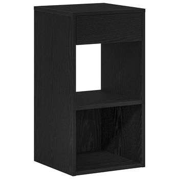 Mesita De Noche | Mesilla De Noche Con Cajón Roble Negro 35x34x66,5 Cm