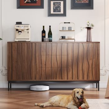 Aparador - Mueble Para Salón Y Cocina - Mdf Y Pb - Marrón Oscuro (150x40x80cm)