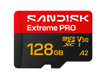 Tarjeta Micro SD - SANDISK Extreme Pro, 128 GB, Hasta 250 MB/s de lectura, 5K y 4K UHD, V30, A2, U3, UHD-I, Adaptador SD, Negro