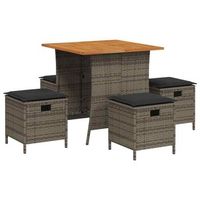 set comedor de jardin 5 uds con cojines ratan sintetico gris cfw367788