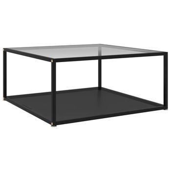 Mesa De Centro Vidrio Templado Transparente Y Negro 80x80x35 Cm Vidaxl