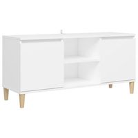 mueble de tv con patas de madera maciza blanco 1035x35x50 cm vidaxl
