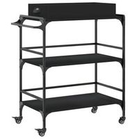 carrito de cocinarestanteria de cocina carrito de servir de madera de ingenieria negro 815x41x925 cm