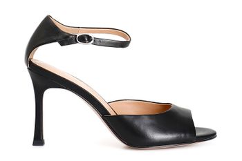 sandalia de piel con tira al tobillo black 38