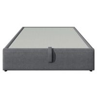 cama doble tapizada 140x200 cm con almacenamiento hidraulico puertos usb-c base de madera maciza sin cabecero algodon gris