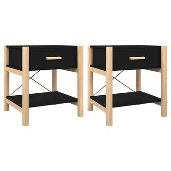 Mesitas De Noche 2 Uds Madera Contrachapada Negro 42x38x45 Cm Vidaxl