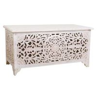 baul de madera artesanal blanco 102x48x50h cm
