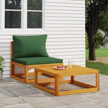 Sofás De Jardín 2 Uds | Mueble Jardin Mesa Y Sillas Con Cojines Madera Maciza Acacia Cfw387302