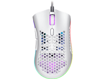 Ratón gaming - ISY IGM-4500-WT, Por cable, Iluminación LED RGB, 7200 ppp, Ultraligero, Blanco