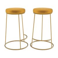 set de 2 sillas para isla de cocina de terciopelo amarillo curry 63 cm