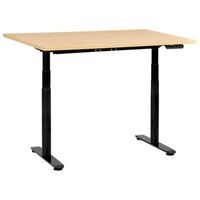 escritorio de altura regulable electrico moderno patas redondas 120 x 60 cm tablero marron claro y base negra destinas