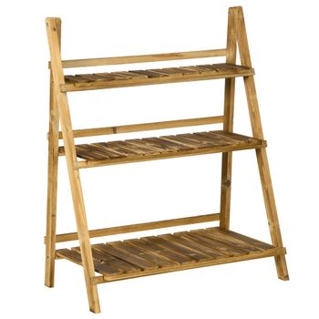 Soporte para plantas 80x37x93 cm madera natural
