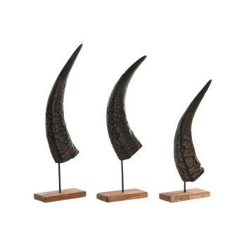 Decoracion Set 3 Cuerno Bufalo 20x11x65 Soporte