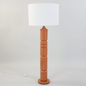 Lámpara de pie de acero marrón con pantalla de tela, 160 cm