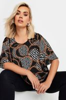 yours blusa negra de cadenas y grecas con cadena en espalda mujer curvy y tallas grandes yours