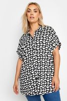 yours camisa negra manga corta estampado corazones mujer curvy y tallas grandes yours