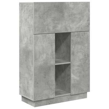Escritorio | Mesa De Trabajo Con Estante Gris Concreto 71.5 X 31.5 X 106.5 Cm