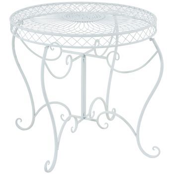 Mesa De Jardin Sheela Metal Blanco Ø 90 Cm Clp