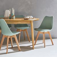 silla escandinava con patas de madera de haya set de 4 verde celadon