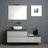 composicion de bano 150cm gris perla con encimera antracita y lavabo de apoyo  valentina