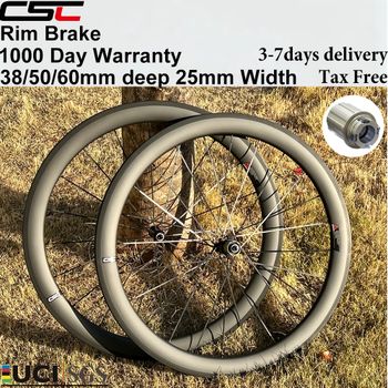 Ruedas de carbono para bicicleta de carretera 700C, clincher tubeless, fibra de carbono Toray T800/T1000, juego de ruedas de carbono de 38/50/60 mm, freno V, bicicleta de carreras